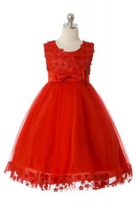 Girls Dress Style 1049 - Gorgeous Sleeveless Dress with Flower and Glitter Details in Choice of Colo